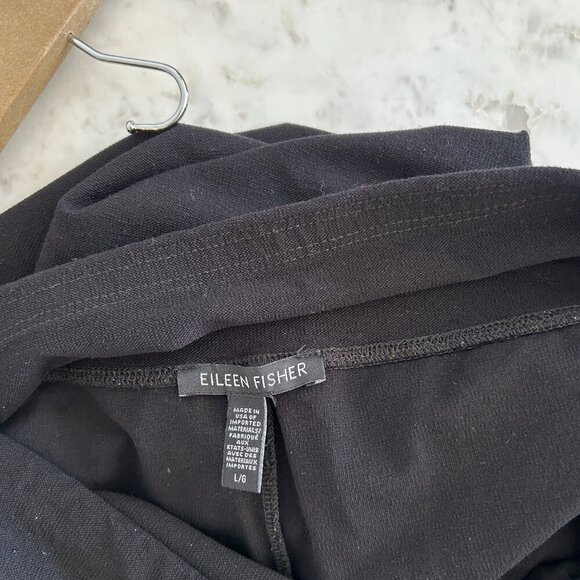 Eileen Fisher Crepe Ankle Pants Black Tapered Leg Pull On Wide Waistband - Picture 7 of 8